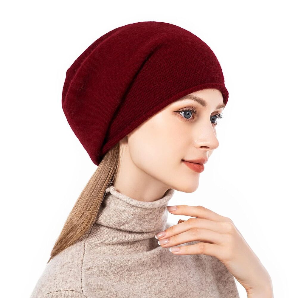Soft Knit Beanie Hat for Women Winter Wool Cashmere Ski Cap - Picture 3 of 6